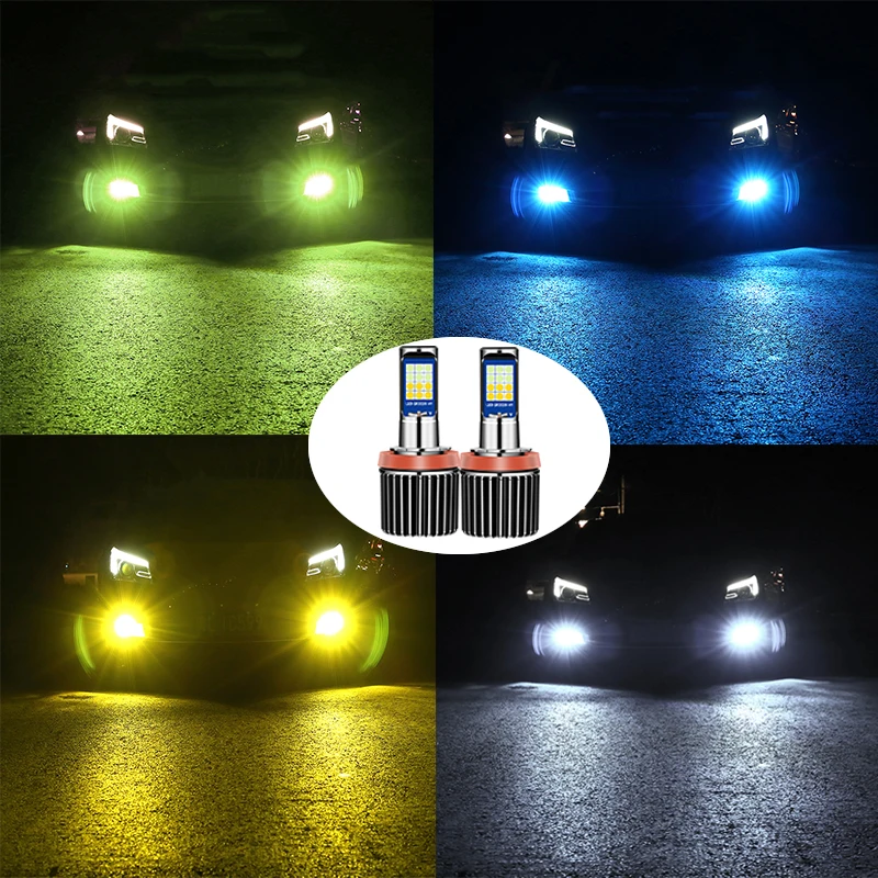 2Pcs Led Bulb H8 H11 Auto Fog Light H3 H27 880 881 9005 HB3 9006 HB4 Lemon Green Car Lamp 1200LM 12V DRL Driving Running | Автомобили и