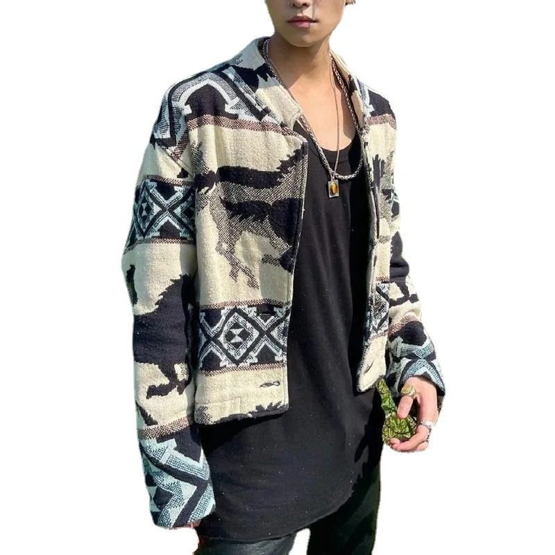 

Мужская куртка на молнии, с длинным рукавом и принтом, весна-осень