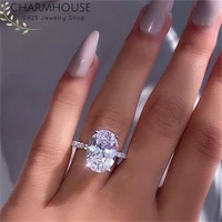 wedding rings for women lady white gold color gp silver 925 ring with big zirconia wedding band engagement jewelry accessories