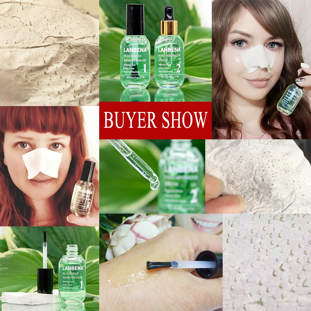 LANBENA Green Tea Blackhead Remover Kit Minimizer Deep Pore Cleaning Shrinking Pores Purifying Acne Treatment Essence Smoothing | Красота и