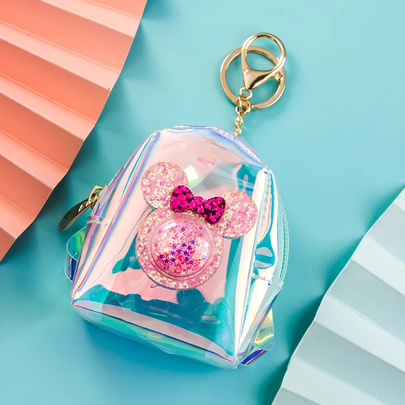

Disney Mickey Laser Gradient Change Purse Creative Cartoon Key Case Card Case Mini Coin Case Storage Bag Headphone Bag