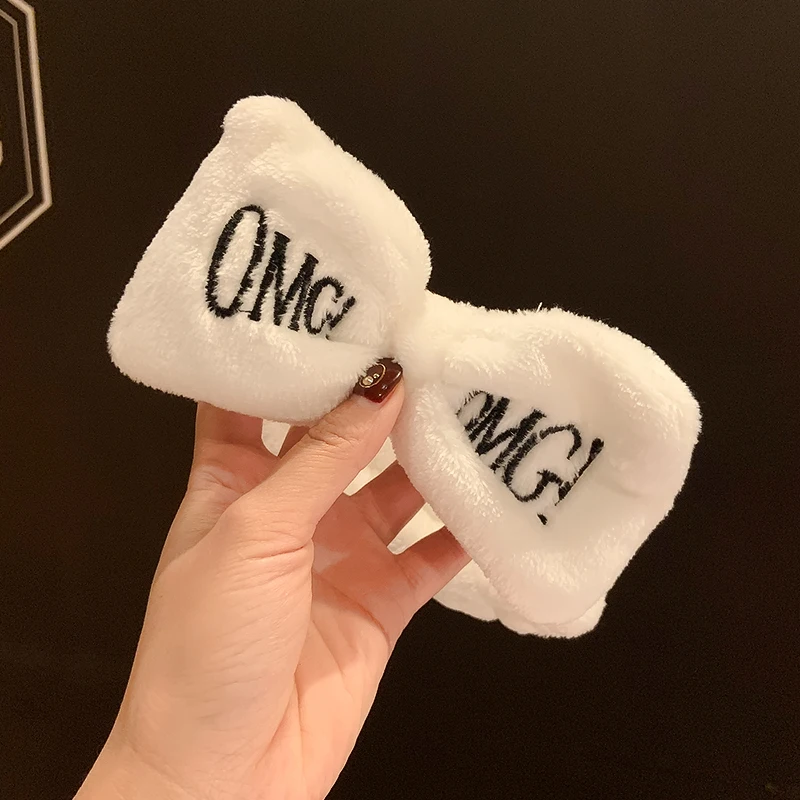 Новинка повязка для волос из кораллового флиса с надписью OMG Женская Мягкая на