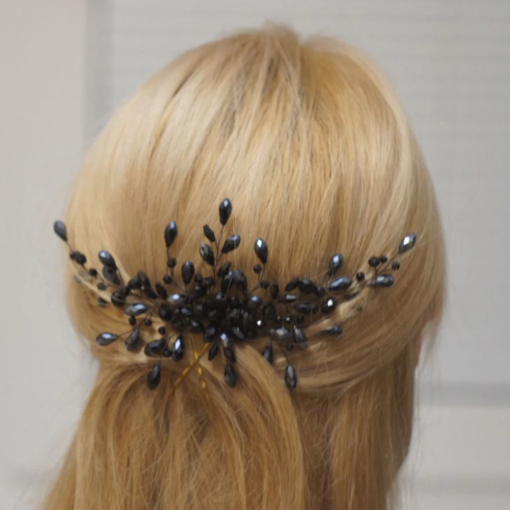 Богемный Черный Красный Зеленый Кристалл женские гребни невесты аксессуары для