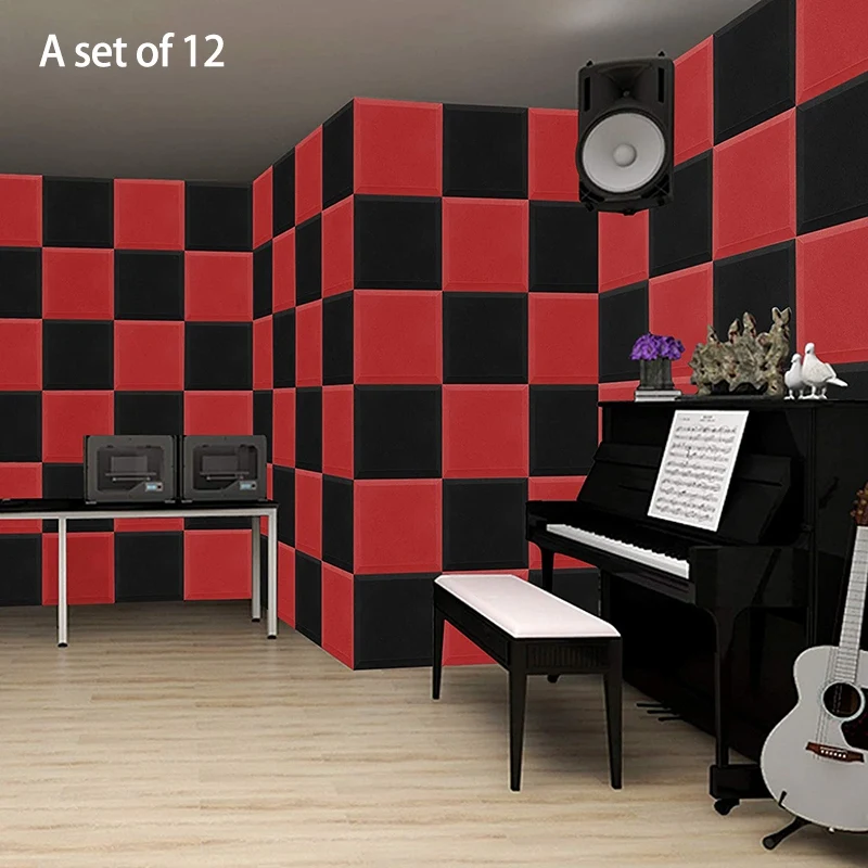 

12 Pcs Sound Insulation Foam Fireproof Studio Sound Insulation Block High Density Wedge Foam Noise Reduce Foam,5X30X30cm