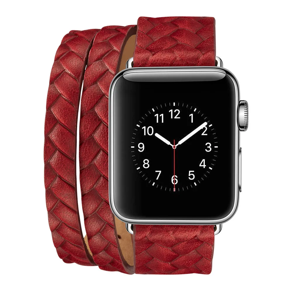 Натуральная кожа ремешок для наручных часов Apple Watch series 5/4/3/2/1 38 мм 42 двойной тур