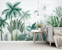 custom wallpaper hand painted tropical rain forest plant landscape background wall decoration painting waterproof material
