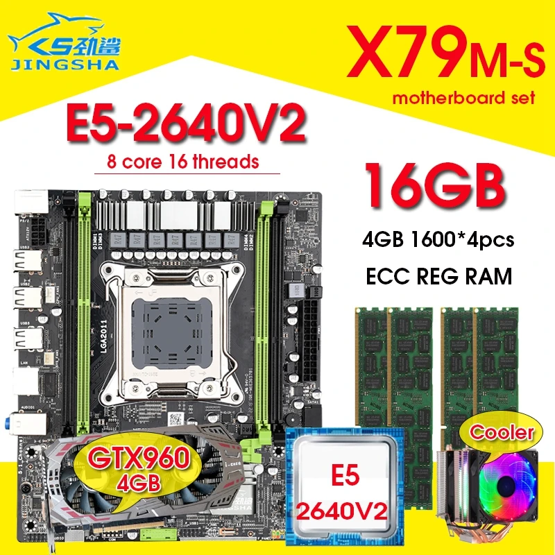 

Комплект материнской платы X79 m-s с Xeon E5-2640 V2 CPU LGA2011 combos 4*4 Гб = 16 Гб 1600 МГц память DDR3 ОЗУ GTX960 4 Гб охлаждение комбинация