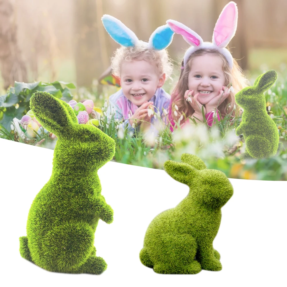 

Пасхальный пушистый кролик, имитация пасхального кролика, украшения из зеленой смолы, кролик, весеннее украшение для стола, сада