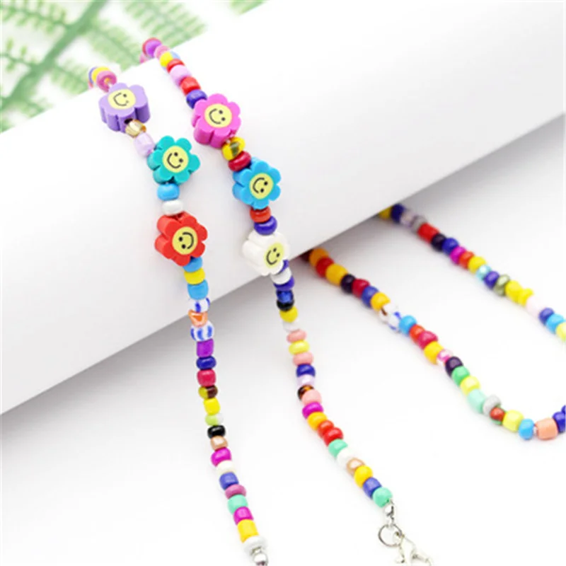 Цепочка-шнурок для очков 60 см разноцветная цепочка с мультяшными бусинами маски