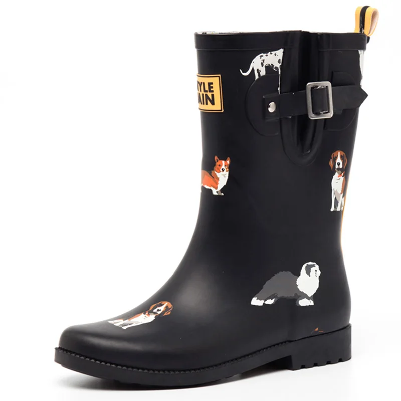 DRIPDROP Резиновые сапоги для женщин Женские резиновые до середины икры Собаги Корги