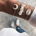 2019 модный многослойный женский браслет на лодыжку с морской ракушкой, браслет с Луной, кораллом и камнями, ювелирные изделия