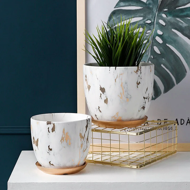 

Nordic Minimalist Ceramic Flower Pots Green Plants Holder Fairy Garden Decoration Ornaments Living Room Decoration Artware