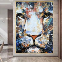 hand animal canvas painting wall art tiger leopard lion poster wall pictures for office decor canvas wall art living room decor