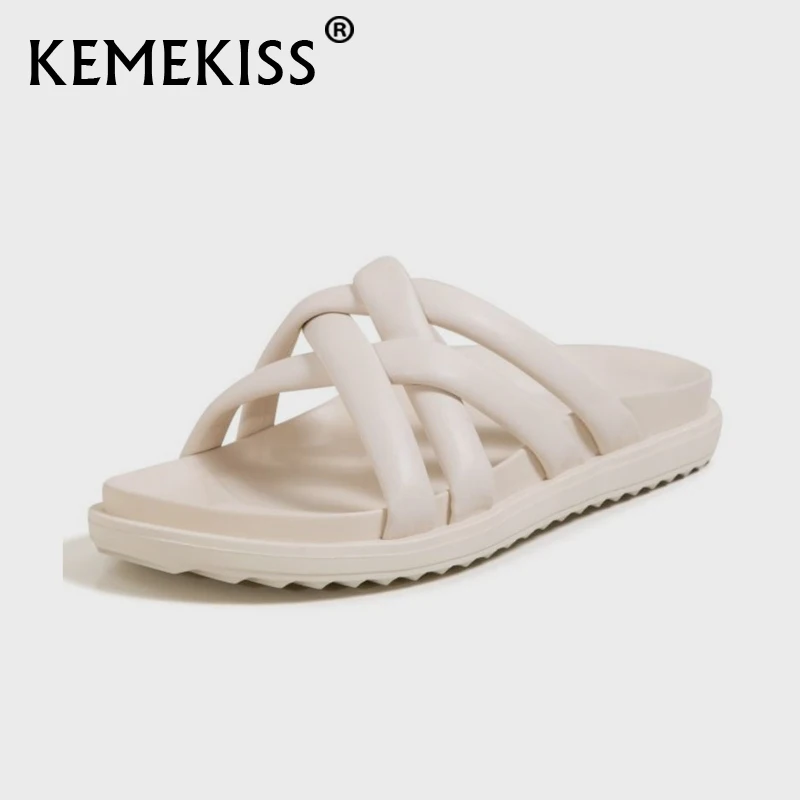 

KemeKiss Women Sandals Flat Heel Casual Women Summer Shoes Fashion Vacation Daily Slippers Women Footwear Size 34-40
