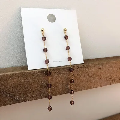 Y 7 crystals AOMU, корейский дизайн, фиолетовые хрустальные стразы в форме сердца, любовь, слеза, жемчуг, Длинная кисточка, смола, цветок, золотые серьги-гвоздики для женщин и девушек - Окраска металла: Y 7 crystals
