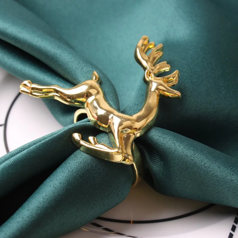 

6Pcs Christmas Wedding Adornment Decor Christmas Deer Napkin Rings Set Glossy Elk Napkin Holder Chic Reindeer Napkin Buckle