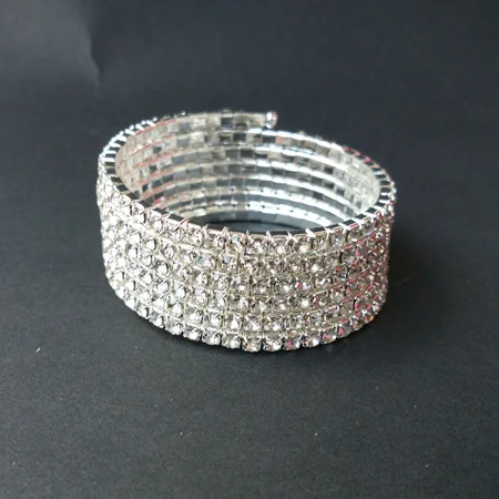 6rowSilver TDQUEEN браслеты с серебряным покрытием Pulseiras браслет Кристалл Стразы многорядные Спираль браслет для женщин - Окраска металла: 6rowSilver