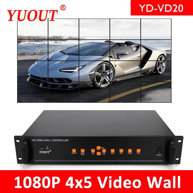 YUOUT YD-VD20 HDMI видео настенный контроллер 3x3 4x5 VGA AV USB процессор 20 изображений