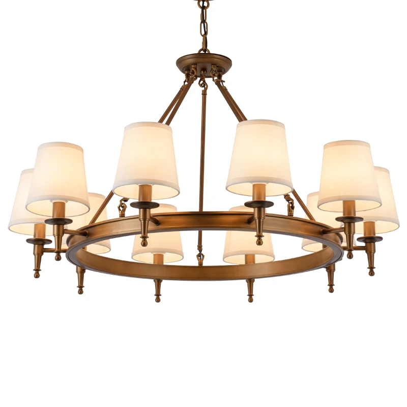 

2020 Modern Pendant Lamps LED Bronze color Chandelier Lights Hanging Light Cloth lamp shade Fixture for Parlor Living Room