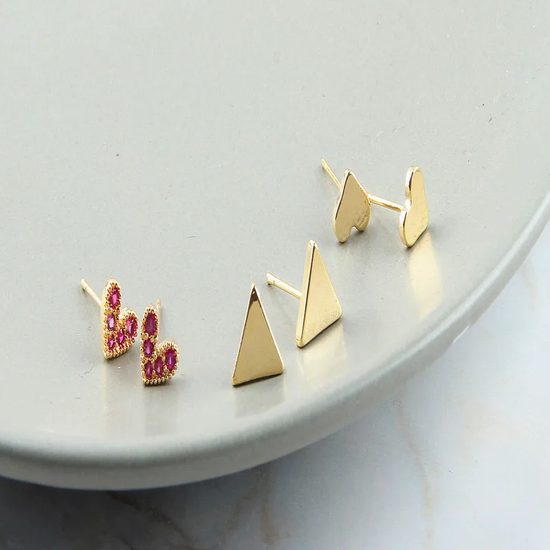 18K Золотые гальванические несмываемый серьги обручи сердце в форме сердца