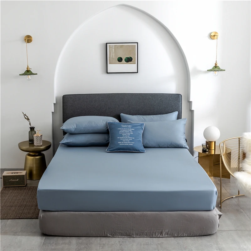 High quality Egyptian cotton fitted bed sheet sheets twin king queen size bedsheet Solid Color Elastic band 60S | Дом и сад