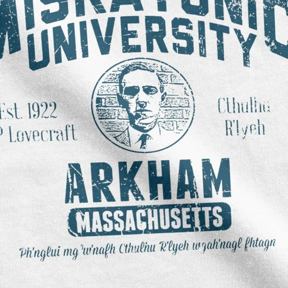 Fashion Miskatonic University Arkham T-Shirt for Men Crewneck Cotton T Shirts Short Sleeve Tee Gift Idea Clothing Plus Size |