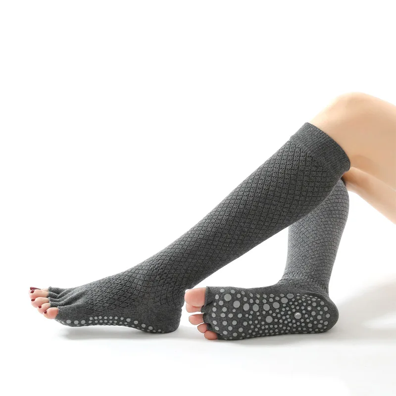 New style long tube yoga socks, combed cotton, autumn and winter warmth, sports fashion, glued dance socks