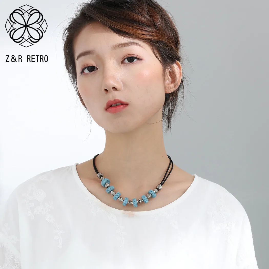 Винтажное ювелирное изделие из вулканического камня регулируемая Женская цепь