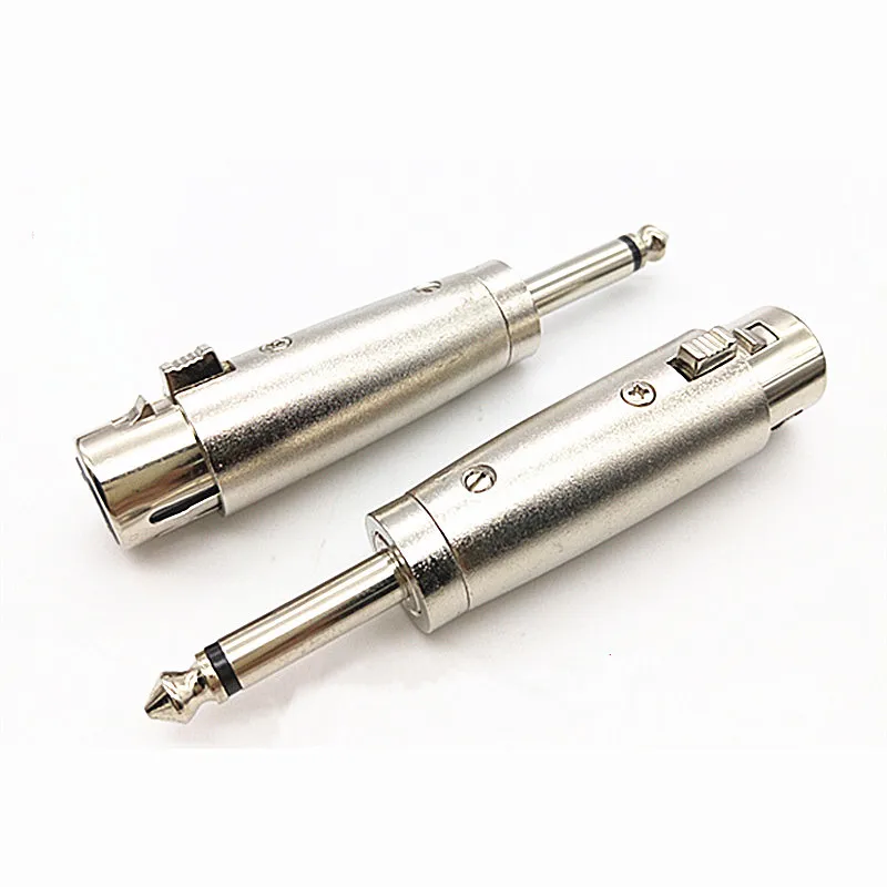 

Nickel Plated 6.35mm Male Plug Mono To 3Pin Cannon Female Plug 6.5mm XLR Connector Audio Microphone Guita Adapter