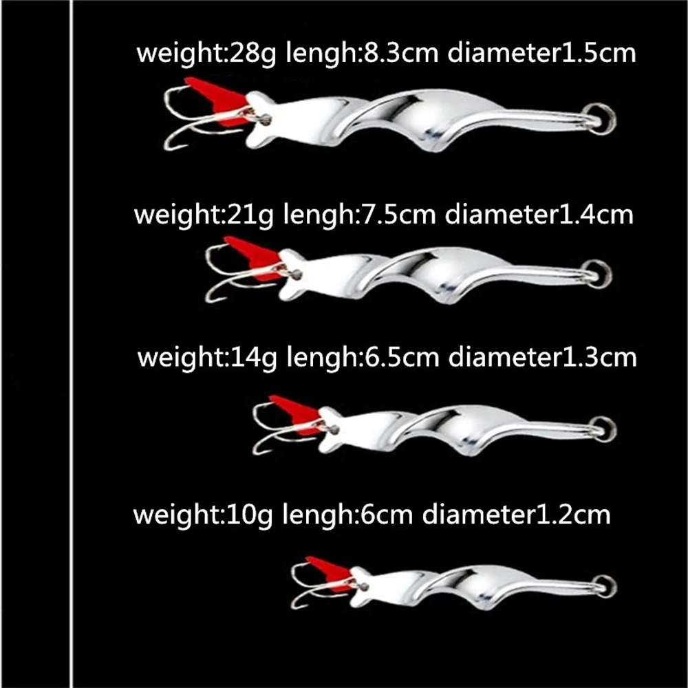 

5PCS Rotating Metal Spinner Spoon Fishing Lure Treble Hook Tackle Professional Hard Bait 10g 14g 21g 28g