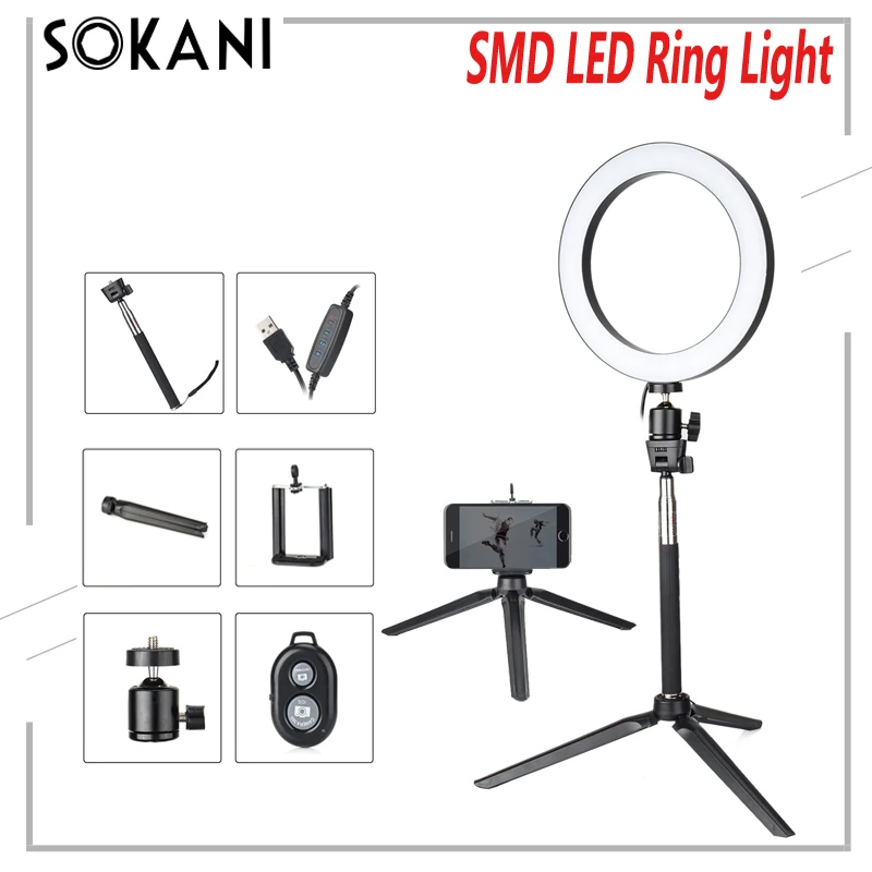 

Ring Light With Stand - Rovtop LED Camera Selfie Light Ring 3 Colors For iPhone Tripod And Phone Holder For Video Photography