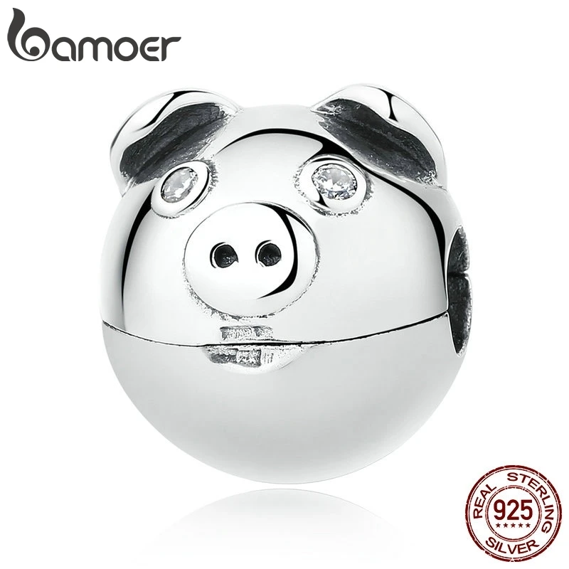 BAMOER 925 пробы серебряные милые животные свинка с ушками и зажимами для носа браслеты для женщин модные ювелирные изделия SCC106