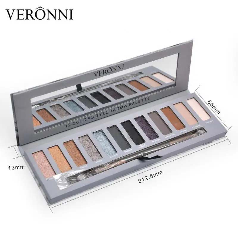 Палетка теней для век VERONNI тени 12 цветов дымчатые стойкие макияж палитра TSLM1 |