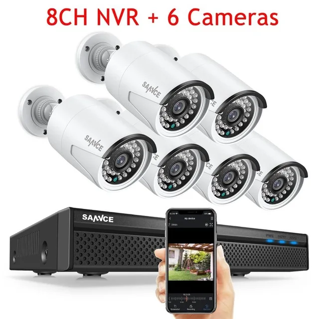 6pcs cameras SANNCE 8CH POE 5MP NVR комплект CCTV система безопасности 2MP ИК наружная Водонепроницаемая ip-камера с микрофоном аудио запись комплект видеонаблюдения - Цвет: 6pcs cameras