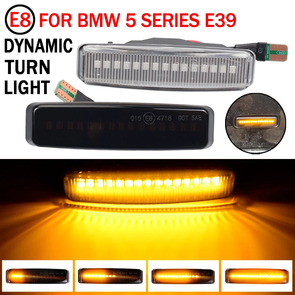 For BMW 5 Series E39 M5 LED Dynamic Car Blinker Side Marker Turn Signal Lights Lamp Accessories