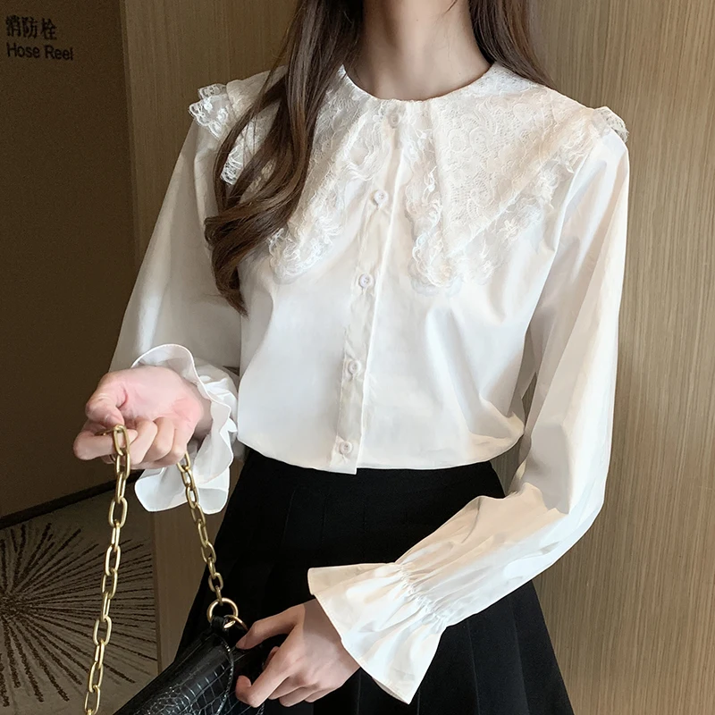 Женская блузка белые блузки Осенние блузы модные женские элегантные свободные