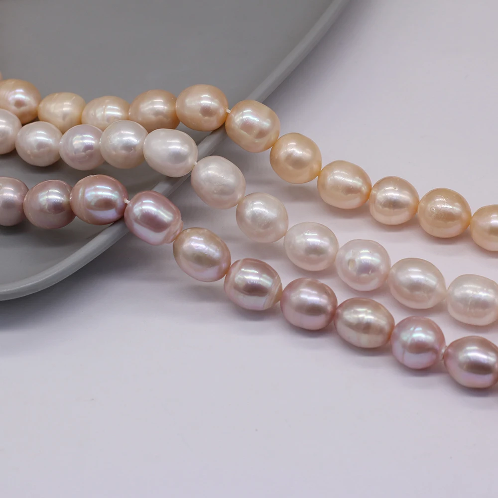 

36CM Natural Freshwater Pearl White Orange Purple Rice Beads11-12mm For Women Jewelry Making Necklace Accessories Charm Gift1pcs
