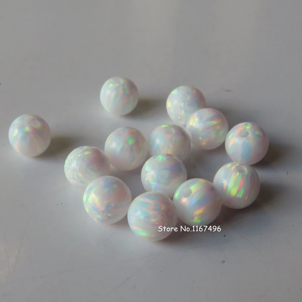 50 шт./лот 6 мм полностью просверленные синтетические круглые опаловые бусины