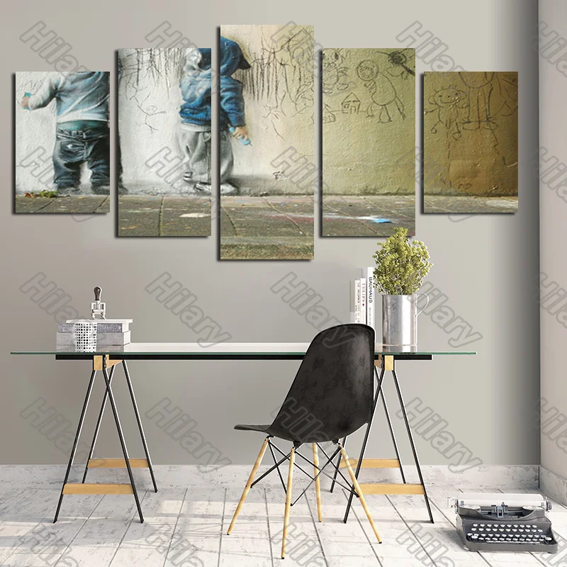 

Poster Children Drawing Figure Carving Figure Canvas Painting 5Pcs Posters Painting Wall Art Decoration for Living Room