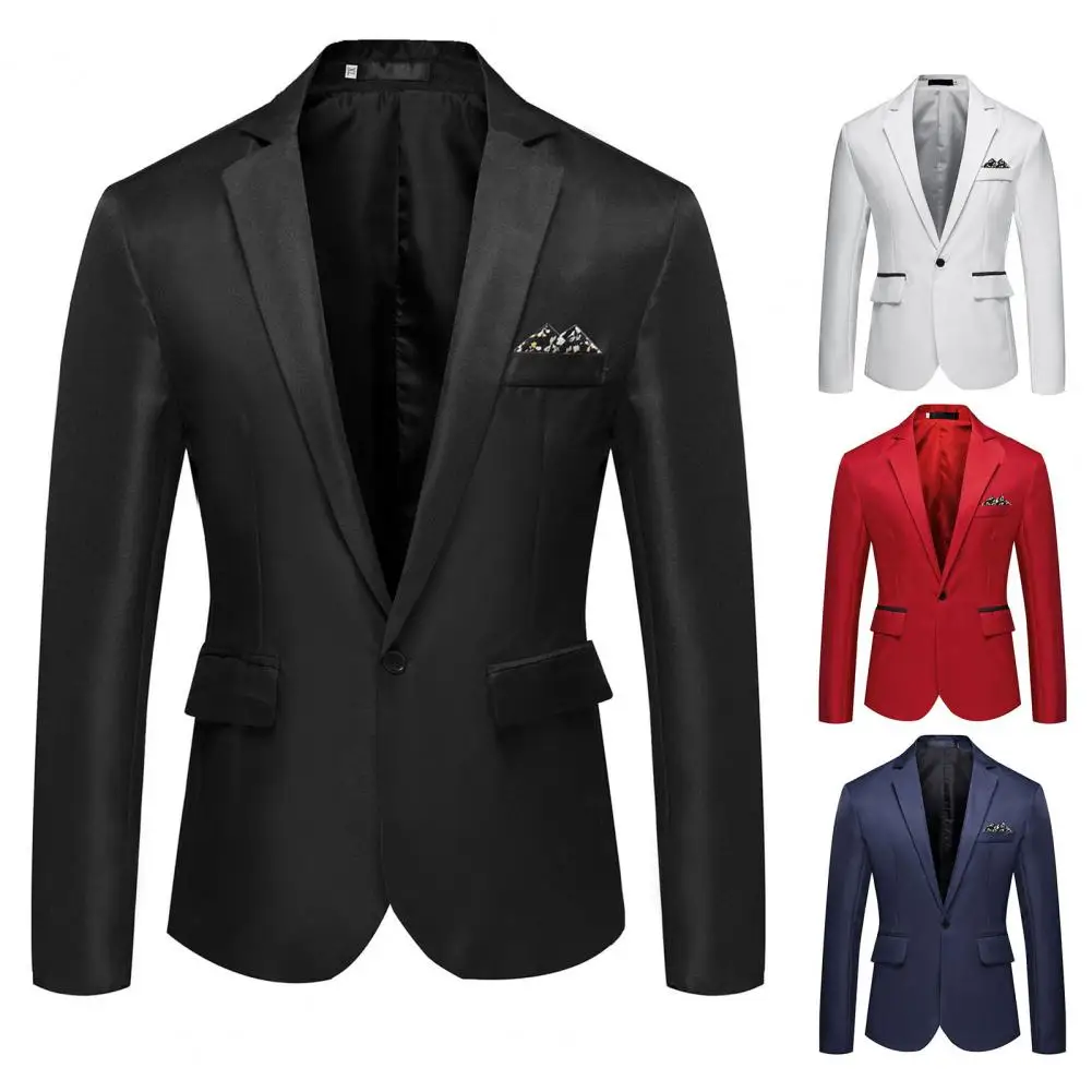 

Fashion Men Button Lapel Casual Men Blazer Long Sleeve Decorative Pocket Suit Coat Workwear Business Suit Men Clothing 4XL