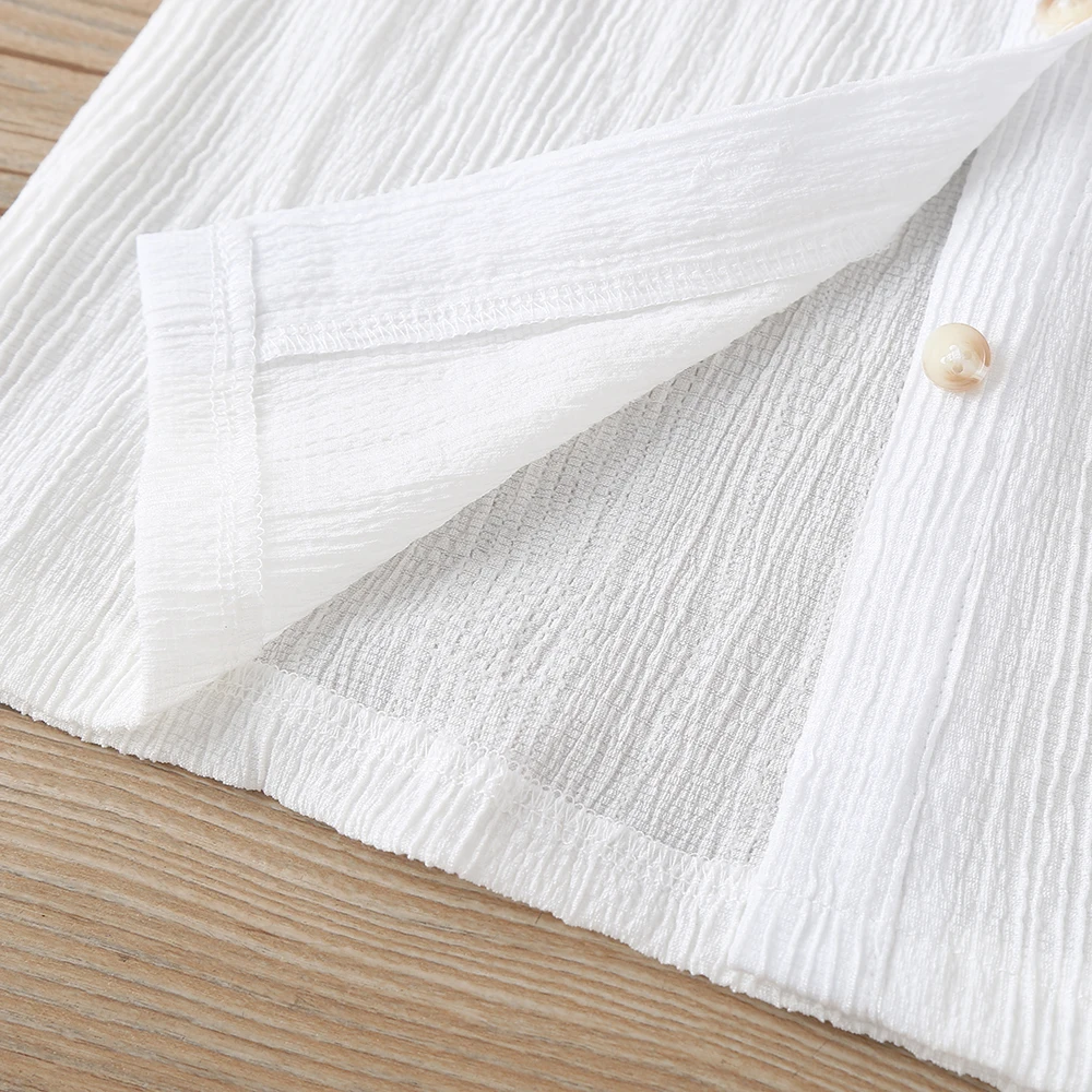 

2-6Y Summer Toddler Child Girls T Shirt Cute Ruffles Sleeveless Tee Doll Collar Tops Solid Color White