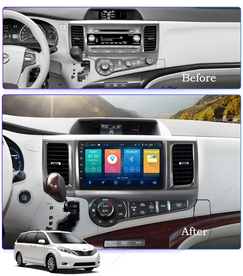 9 дюймов 2.5D IPS HD сенсорный экран Android 8 1 2G RAM 32G ROM NAVI для Toyota Sienna 2010 2014 с Bluetooth USB WIFI