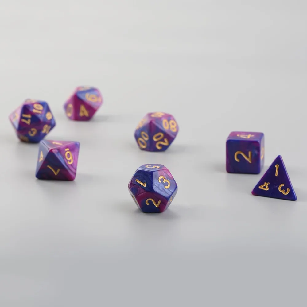 

7pcs Dual-Color Dices D4 D6 D8 D10 D12 D20 Multi Sided Game Role Playing Dual Color Dices