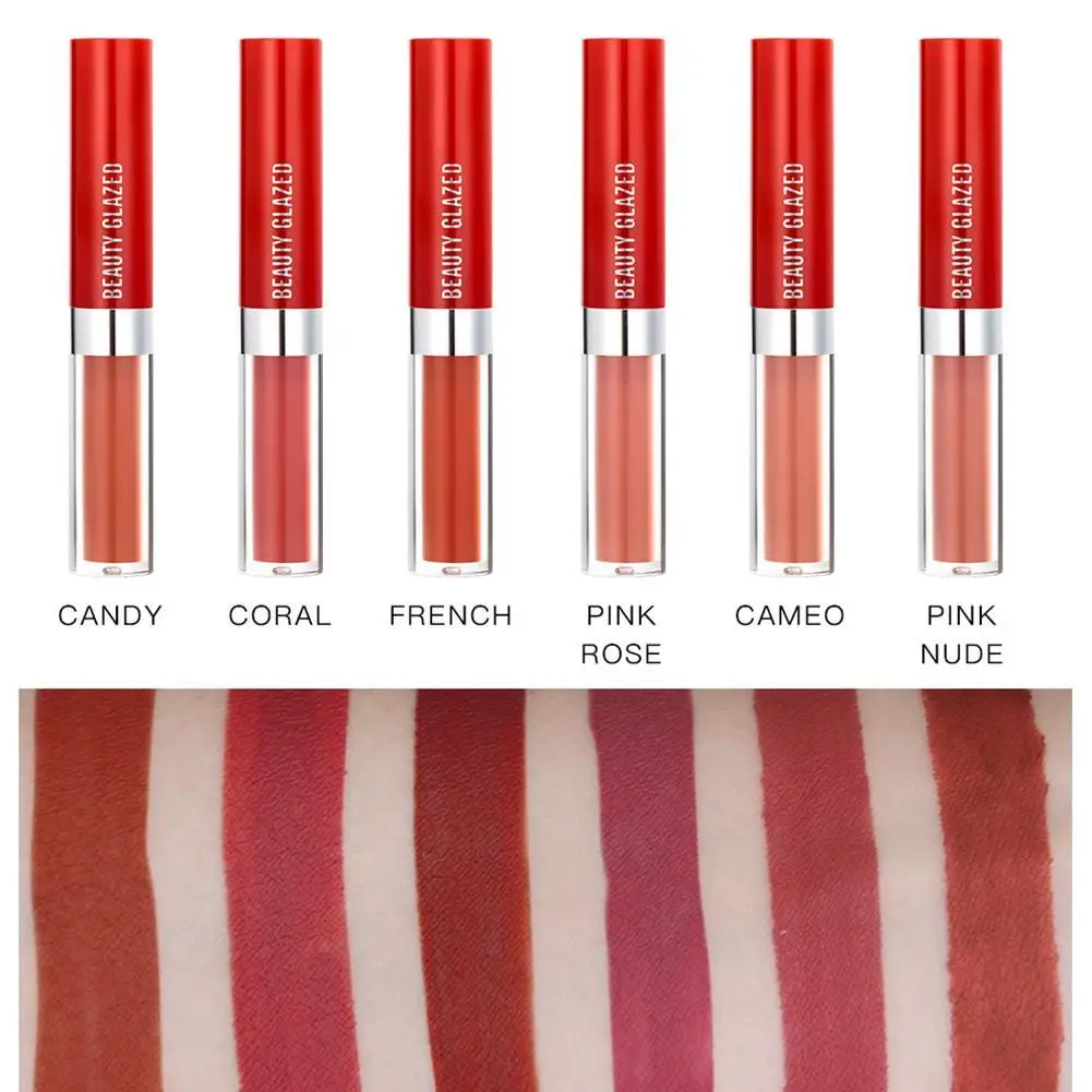 

6pcs Liquid Lipstick Set Velvet Matte Lipsticks Waterproof Tint Lasting Stick Red Lip Sexy Long Lip Cup No-Stick K1E0