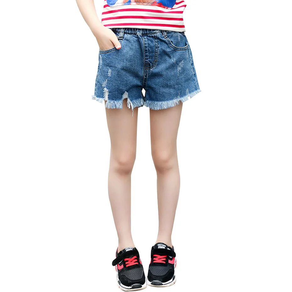 Летние джинсы для девочек 2019 летние джинсовые короткие брюки детские детская