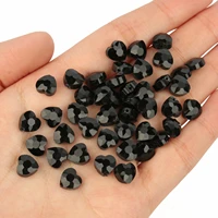 30pcslot faceted black glass crystal heart beads loose spacer beads for jewelry making diy bracelet necklace strands 8mm