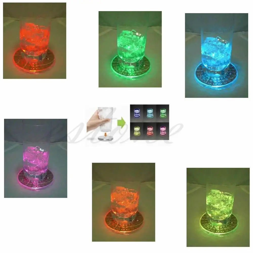 1X светодиодная подставка меняющая цвет подсветка для чашки под напитки коврик