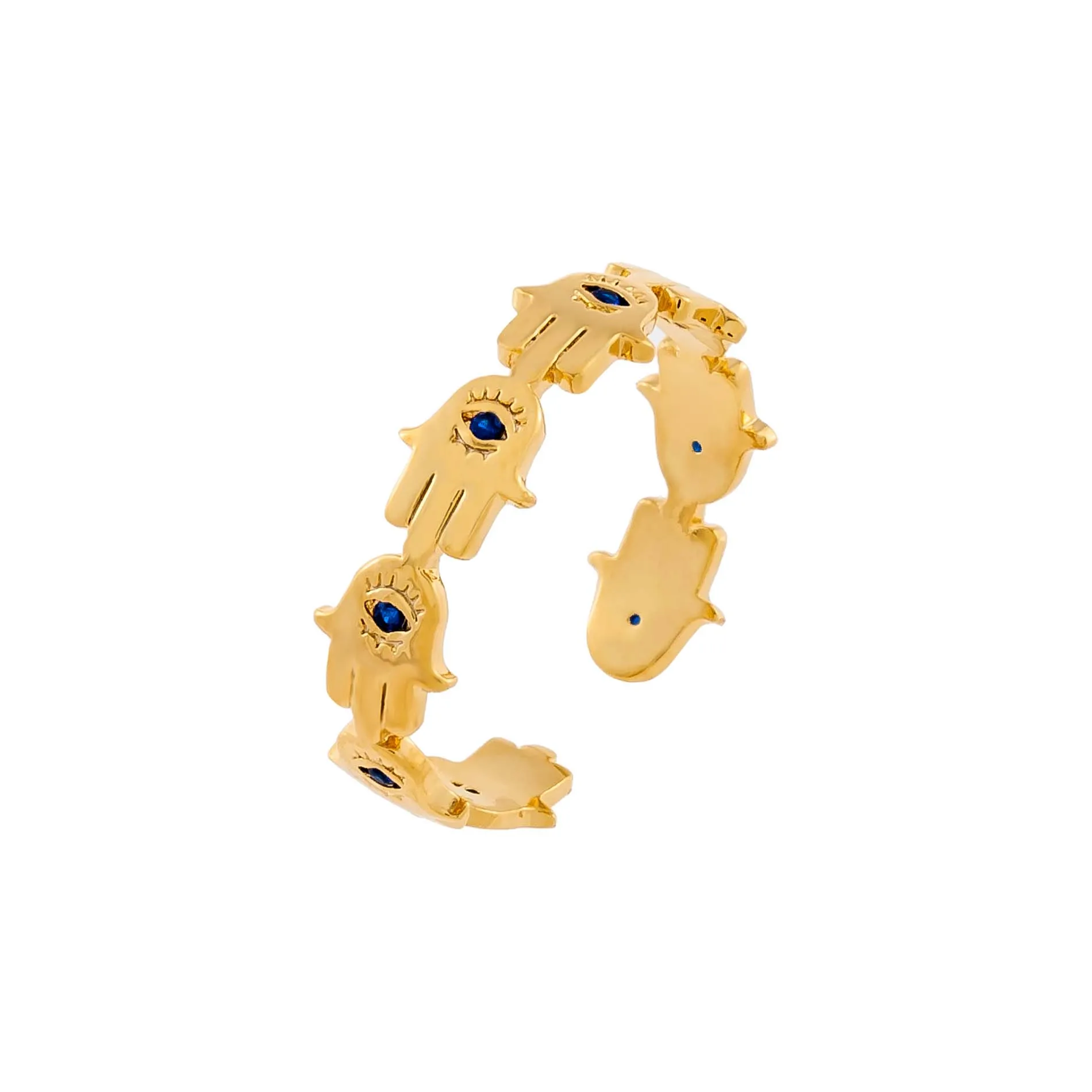 Золотистый цвет синий глаз турецкий Хамса ручная повязка кольцо оптовая продажа