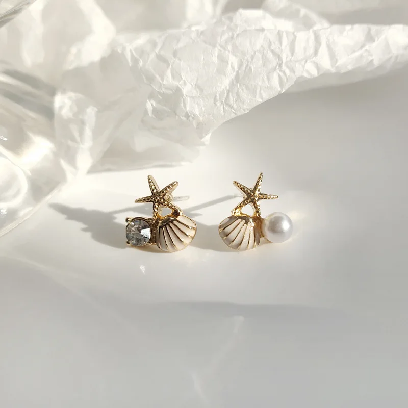 Темперамент S925 простой в виде ракушки форме звезды серьги ассиметричные