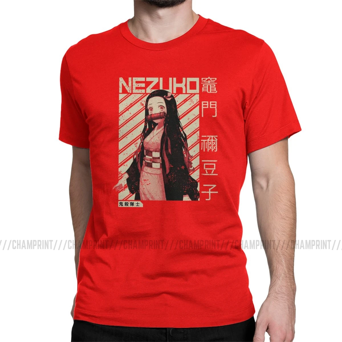 Demon Slayer Nezuko Kimetsu No Yaiba аниме футболка для мужчин креативная хлопковая футболка футболки с коротким рукавом топы с принтом - Цвет: Красный